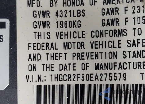 2014 Honda Accord Sport from USA, damaged, VIN 1HGCR2F50EA275579